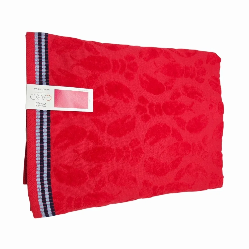 Caro Home Lobster Dance Red Beach Towel Absorbent Quick Dry 36x68 Pool Spa